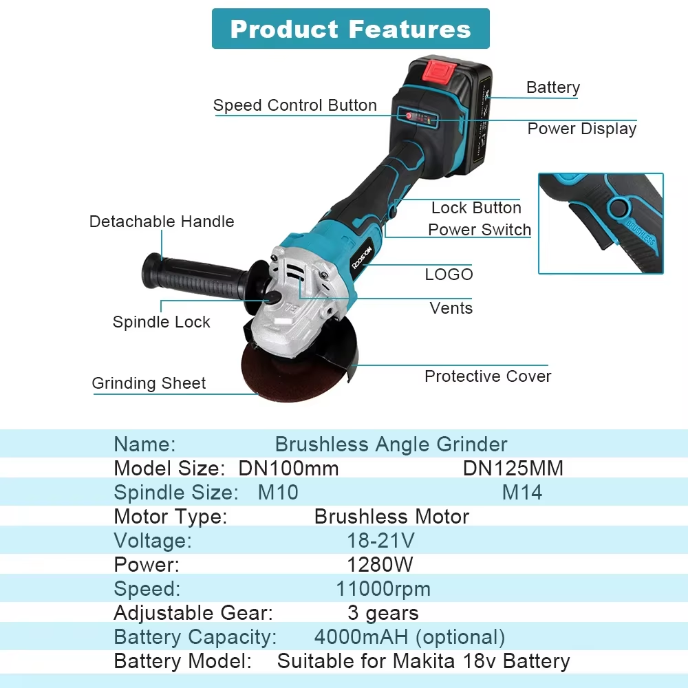 125/100mm  Angle Grinder Brush - Brushless Angle Grinder Battery Powered review and price