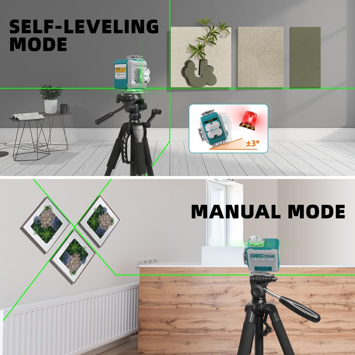 Decteam 4D Cross Line Laser Le - Laser Level 16 Lines 4D Green review and price