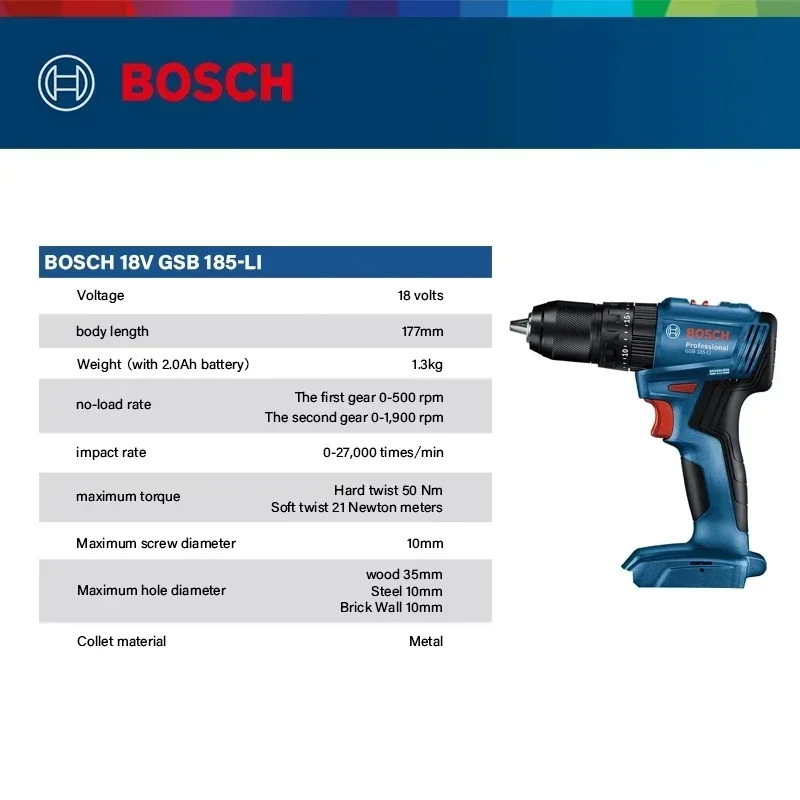 Bosch GSB 185-LI 18V Brushless - Brushless Cordless Electric Drill 18V review and price